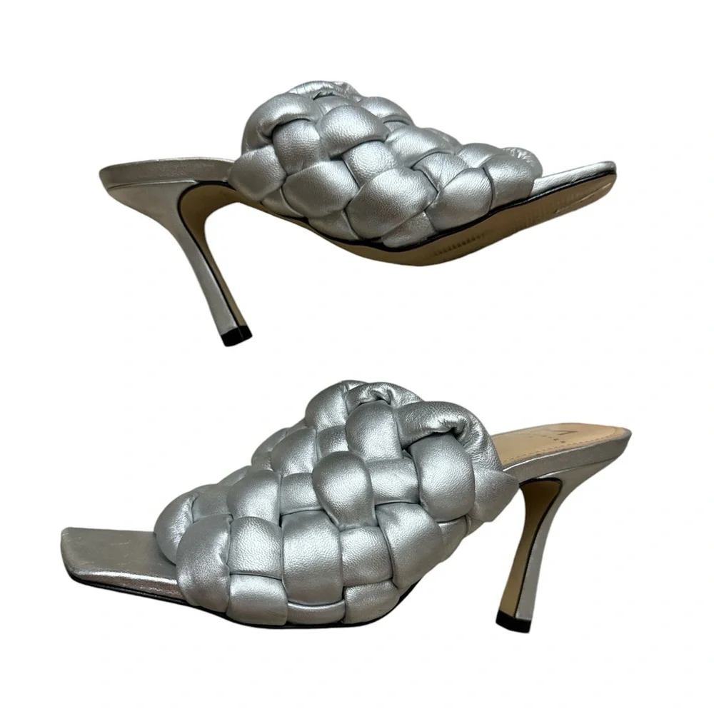 Marc Fisher Silver Metallic Heeled Sandals